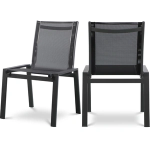 Meridian Furniture Nizuc Outdoor Patio Mesh Waterproof Fabric Dining Side Chair with Aluminum Frame (Set of 2)