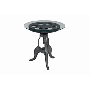 Kincaid Modern Classics Gear Round Glass/Metal End Table, Black