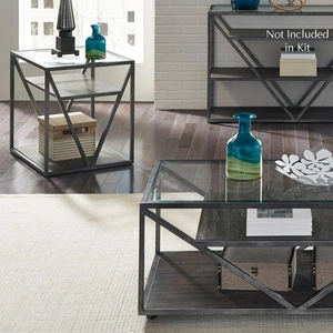 Liberty Furniture Arista Metal & Glass Cocktail Table Set with Casters, Cobblestone Brown & Gray Dusty Wax Hang-up