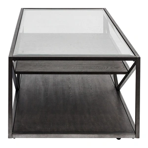 Liberty Furniture Arista Rectangular Metal/Glass Top Cocktail Table w/Casters, Cobblestone Brown & Gray Dusty Wax Hang-up