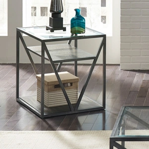 Liberty Furniture Arista Metal & Glass Cocktail Table Set with Casters, Cobblestone Brown & Gray Dusty Wax Hang-up