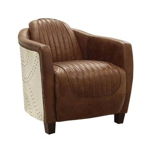 AF Modern Brancaster Vintage Top Grain Leather/Aluminum Chair, Brown