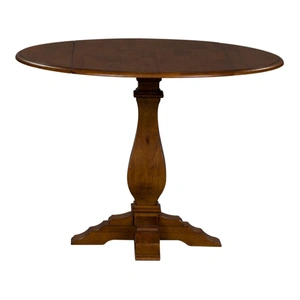 Liberty Furniture Creations Round Wood Drop Leaf Dining Table, Tobacco
