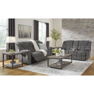 Ashley Furniture Foreside Polyester Reclining Living Room Set, Charcoal