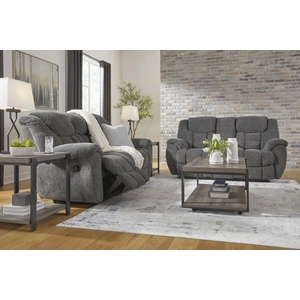 Ashley Furniture Foreside Polyester Reclining Living Room Set, Charcoal