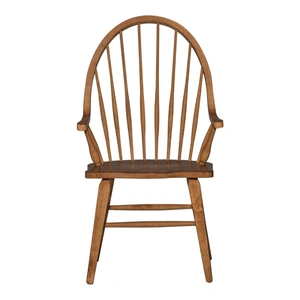Liberty Furniture Hearthstone Ridge Wood Windsor Back Arm Chair, Tobacco (Set of 2)