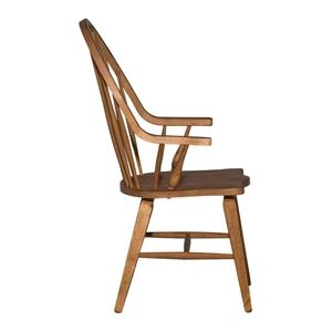 Liberty Furniture Hearthstone Ridge Wood Windsor Back Arm Chair, Tobacco (Set of 2)