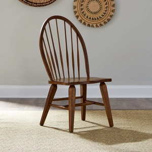 Liberty Furniture Hearthstone Ridge Wood Windsor Back Side Chair, Tobacco (Set of 2)