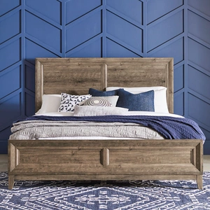 Liberty Furniture Ridgecrest Wood Queen Size Panel Bed, Cobblestone