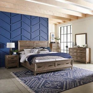 Liberty Furniture Ridgecrest Wood Storage Bedroom Set | Cobblestone Finish, Cobblestone