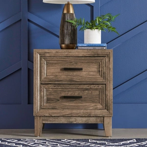 Liberty Furniture Ridgecrest Wood Night Stand w/2 Drawers, Cobblestone
