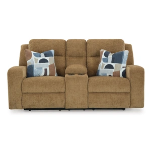 Ashley Furniture Kanlow Polyester Reclining Loveseat w/Console, Honey