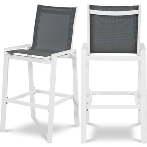 Meridian Furniture Nizuc Outdoor Patio Mesh Barstool with Aluminum Frame (Set of 2)