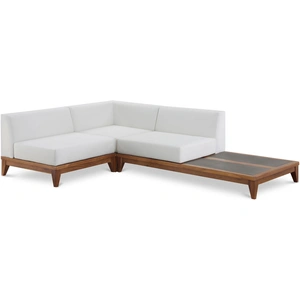 Meridian Furniture Rio 94-inch 3-Piece Outdoor Patio Waterproof Fabric Modular Sectional, Composition 1, Off White