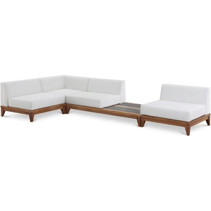 Meridian Furniture Rio 128.5-inch 4-Piece Outdoor Patio Waterproof Fabric Modular Sectional, Composition 2, Off White