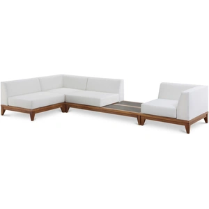 Meridian Furniture Rio 125-inch 4-Piece Outdoor Patio Waterproof Fabric Modular Sectional, Off White