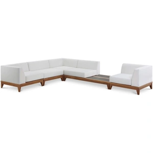 Meridian Furniture Rio 125-inch 5-Piece Outdoor Patio Waterproof Fabric Modular Sectional, Off White