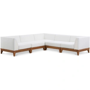 Meridian Furniture Rio 96.5-inch 5-Piece Outdoor Patio Waterproof Fabric Modular Sectional, Off White