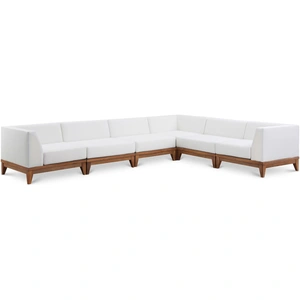Meridian Furniture Rio 131-inch 6-Piece Outdoor Patio Waterproof Fabric Modular Sectional, Composition 1, Off White