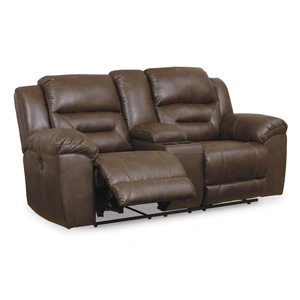 Ashley Furniture Stoneland Faux Leather Power Reclining Loveseat w/Console