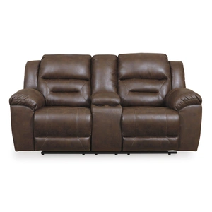 Ashley Furniture Stoneland Faux Leather Power Reclining Loveseat w/Console