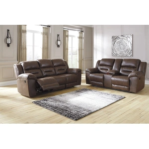 Ashley Furniture Stoneland Faux Leather Manual Reclining Living Room Set