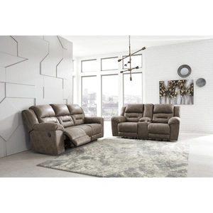 Ashley Furniture Stoneland Faux Leather Manual Reclining Living Room Set
