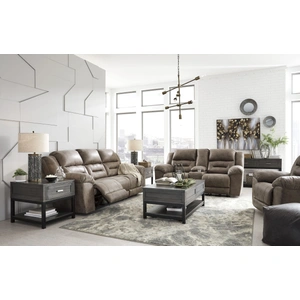 Ashley Furniture Stoneland Faux Leather Manual Reclining Living Room Set