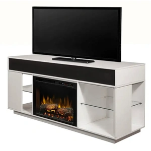 Modern Art SM Audio Flex 64-inch Fireplace Console w/Swing Doors, White