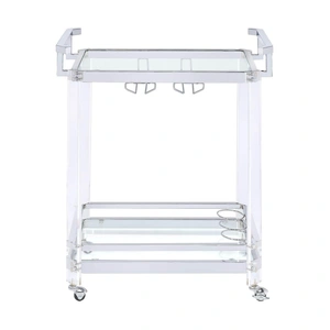 Coaster Jefferson 2-tier Glass Serving Cart, Clear Acrylic/Chrome