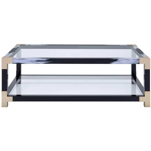 ACME Lafty Coffee Table, White Brushed & Clear Glass