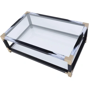 ACME Lafty Coffee Table, White Brushed & Clear Glass