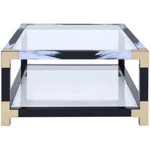 ACME Lafty Coffee Table, White Brushed & Clear Glass