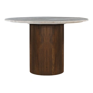 Liberty Furniture Kaleidoscope Round Wood/Marble Top Dining Table, Aged Whiskey