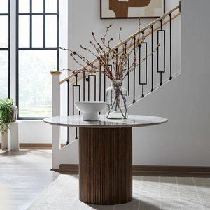 Liberty Furniture Kaleidoscope Round Wood/Marble Top Dining Table, Aged Whiskey