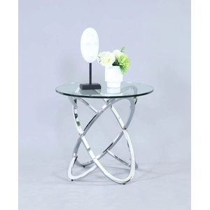 Chintaly Imports 4036 24-inch Round Glass Lamp Table