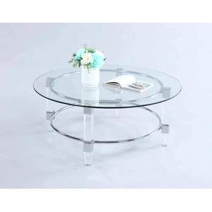 Chintaly Imports 4038 Round Glass Cocktail Table