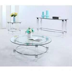 Chintaly Imports 4038 Round Glass Cocktail Table