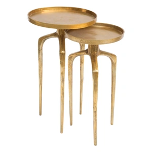 Zuo Modern Como Aluminum Accent Table Set, Antique Gold