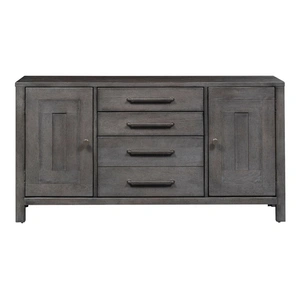 Liberty Furniture Modern Farmhouse Wood Credenza w/4 Drawers & 2 Doors, Dusty Charcoal & Heavy Distressing