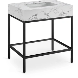 Meridian Furniture Marmo 30-inch Marble Single Bathroom Vanity with Ceramic Sink