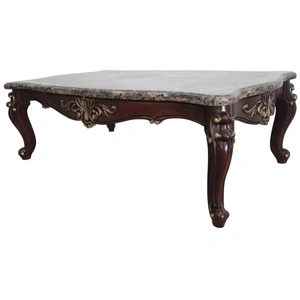 Cosmos Furniture Jade Marble Wood Rectangular Coffee Table, Champagne/Cherry