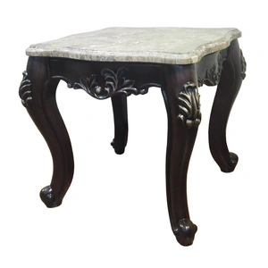 Cosmos Furniture Aroma Marble Wood Square End Table, Cherry