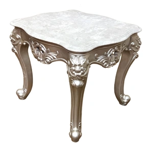 Cosmos Furniture Ariel Marble Wood Square End Table, Champagne