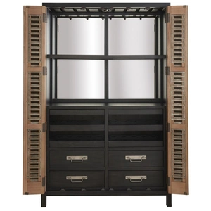 Universal Furniture Libations Wood/Metal Locker w/2 Doors & 4 Drawers, Cobalt Black/Bisque
