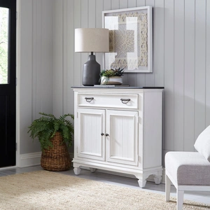 Liberty Furniture Allyson Park Wood 42-Inch Accent Hall Console w/2 Doors & Drawer, Wirebrushed White & Charcoal
