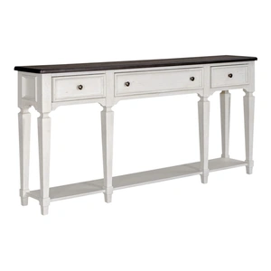 Liberty Furniture Allyson Park Rectangular Wood 72-Inch Hall Table w/3 Drawers, Wirebrushed White & Charcoal