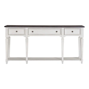 Liberty Furniture Allyson Park Rectangular Wood 72-Inch Hall Table w/3 Drawers, Wirebrushed White & Charcoal
