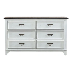Liberty Furniture Allyson Park Wood Dresser w/6 Drawers, Wirebrushed White & Charcoal