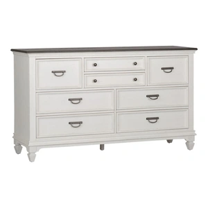 Liberty Furniture Allyson Park Wood Dresser w/8 Drawers, Wirebrushed White & Charcoal